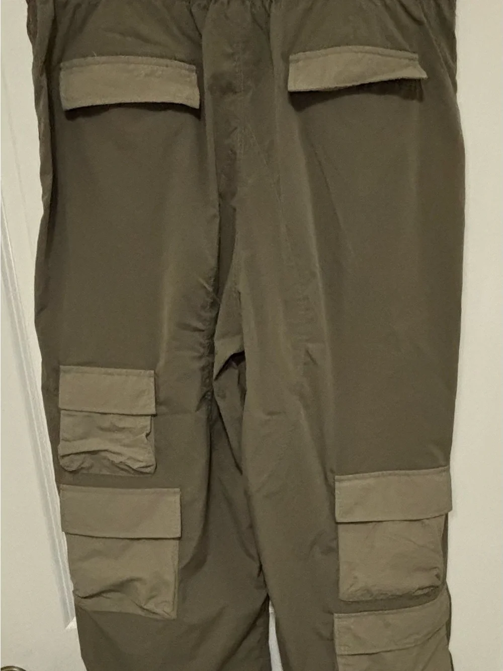 Fashion Nova Olive Joggers with Brown Side Stripes